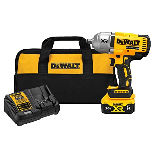 DEWALT 20V MAX Cordless Impact Wrench Kit, 20V MAX, 1/2' Hog Ring With 4-Mode Speed,...