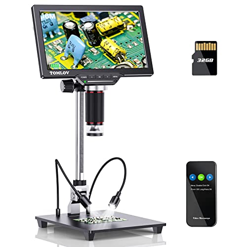 TOMLOV DM201 Pro HDMI Digital Microscope 1200X,10 Inch Stand Included, 7" LCD Digital...*
