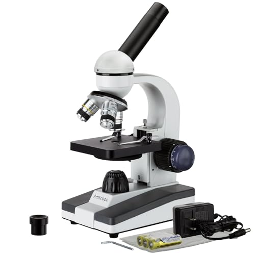 AmScope M150 Series Portable LED Monocular Student Compound Microscope - 40X-1000X...