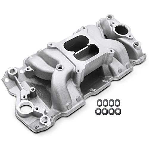 A-Premium Dual Plane Air Gap Intake Manifold Compatible with Chevy Small Block, fits V8...