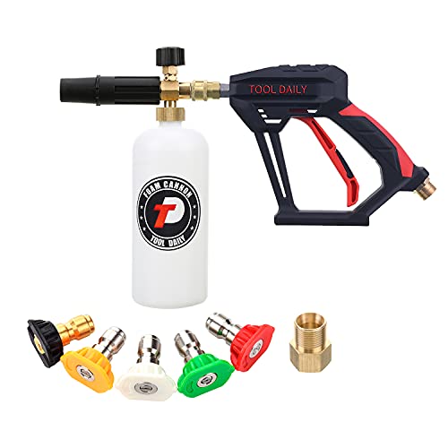 Tool Daily Short Pressure Washer Gun with Foam Cannon, 1/4 Inch Quick Connector, with 5...