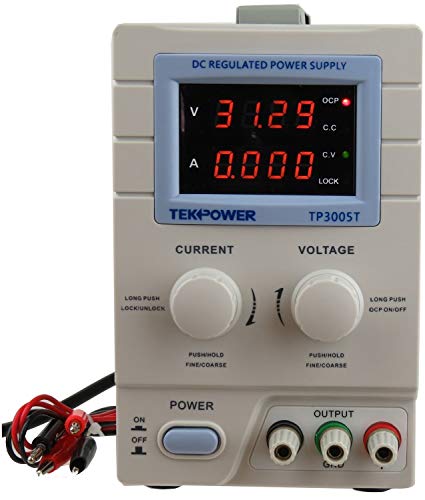 Tekpower TP3005T Variable Linear DC Power Supply, 0-30V @ 0-5A with Alligator Test Leads*